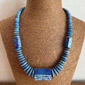 Jay King Blue Apatite with Micro Opal Inlay & Sterling Silver Necklace